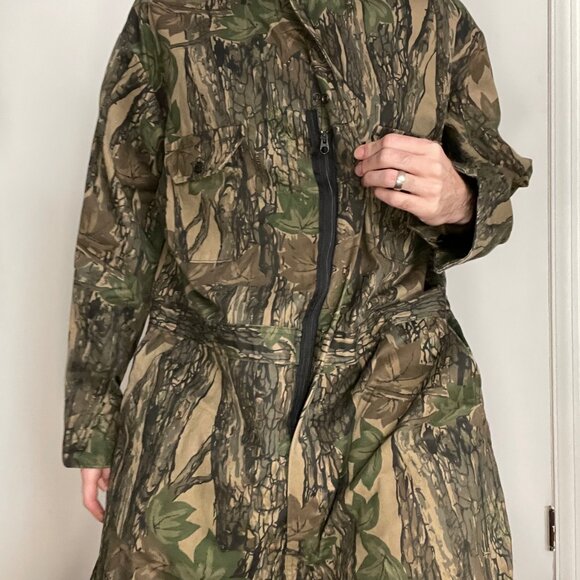 vtg Gunflint By Berce Mens 2XL Reg Rebark Camo Hunting Coveralls Unlined - Picture 5 of 8